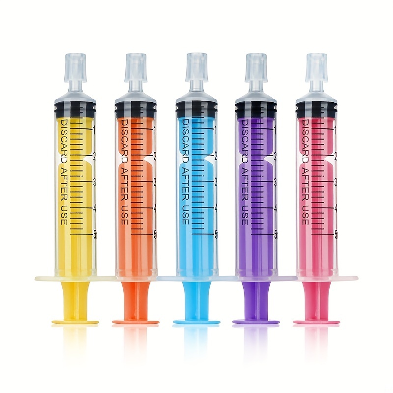 

1/2/5pcs Colored Syringe Syring Cosmetic Tube 5ml Clear Cosmetic Sample Perfume Dispenser Tool Flexible Control Of Sub Loading Amount