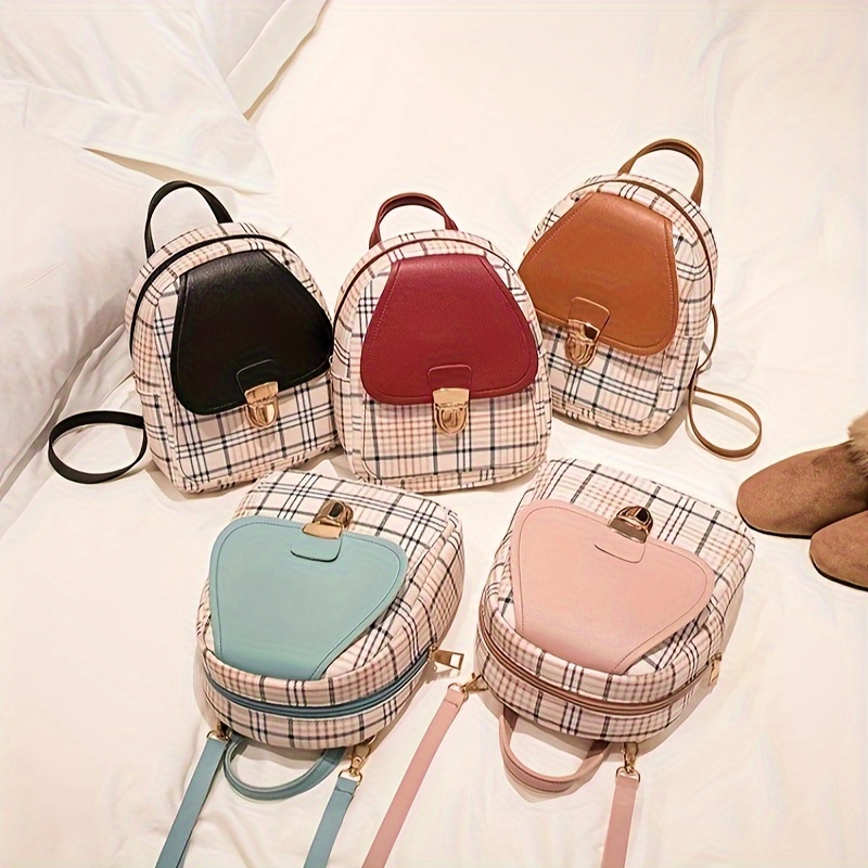 Plaid Bucket Backpack With Adjustable Strap Cute Small Womens Backpack  Mobile Casual Phone Bag Casual Camera Bag Lipstick Bag Key Bag 8 3 4 7 9 1  Inch, Find Great Deals Now