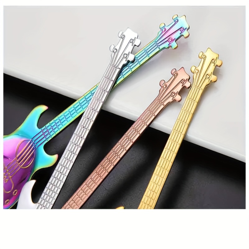 music inspired stainless steel guitar shaped coffee spoon   stirring ice desserts ideal for home bar cafe use great gift for music lovers details 6