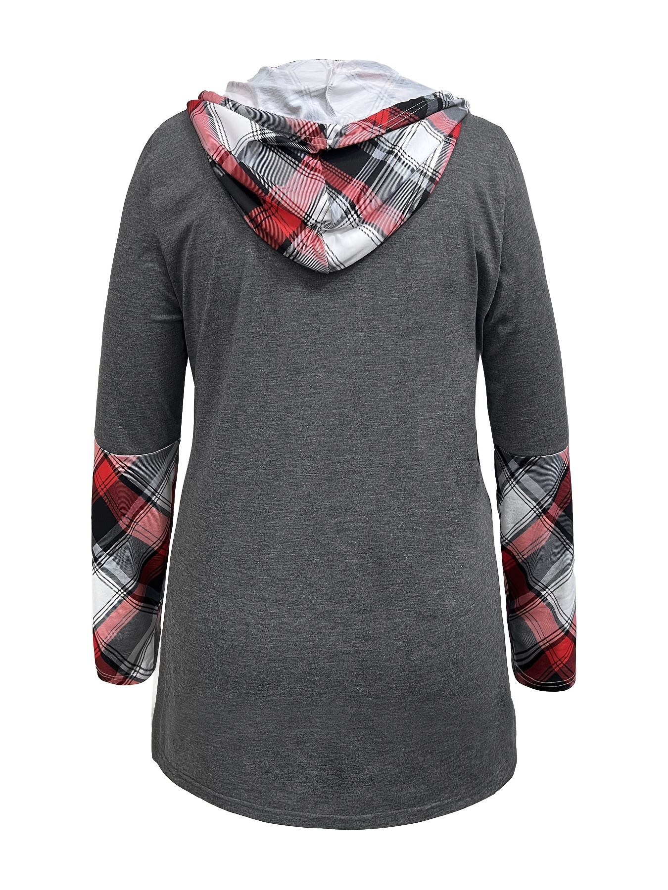 Plus Size Casual Sweatshirt Women's Plus Colorblock Plaid - Temu