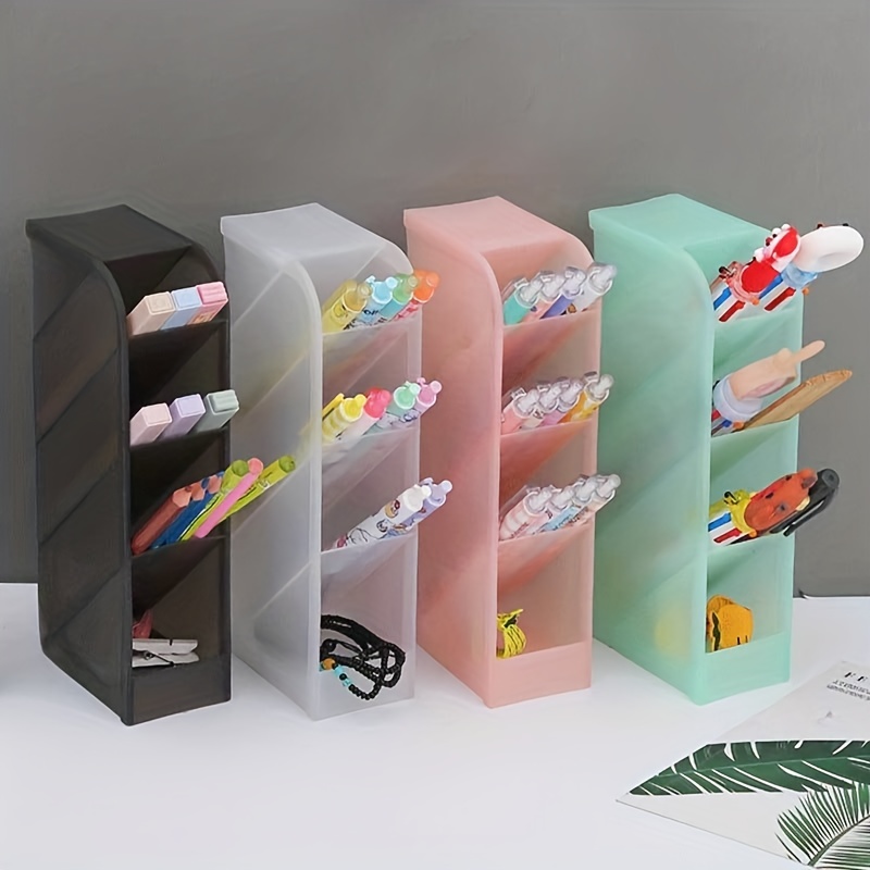 Plastic Pen Pencil Holder Desktop Organizer Box Multi grid - Temu