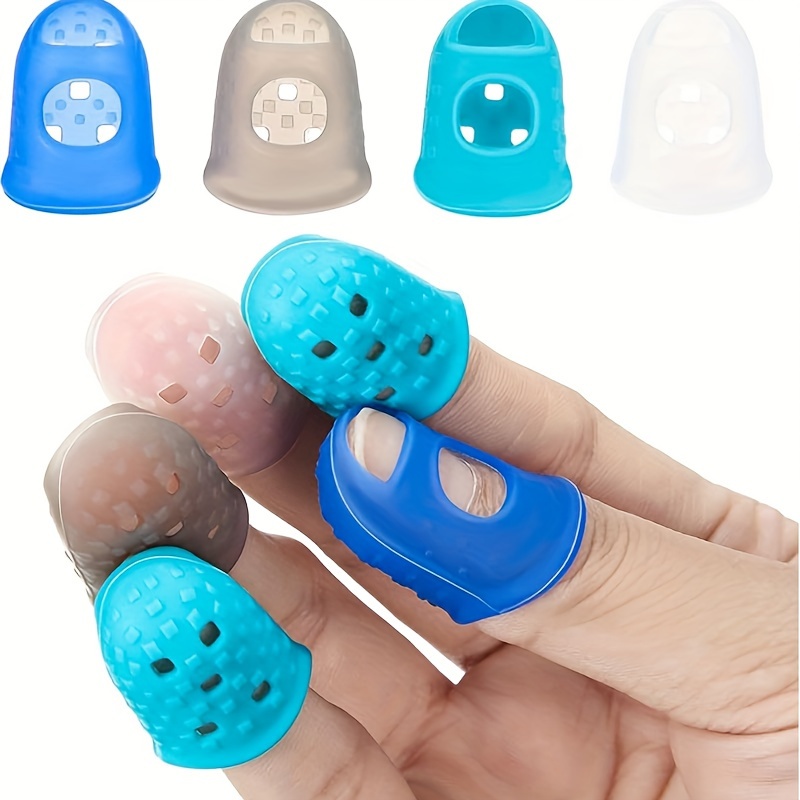 PATIKIL Rubber Finger Tips, 2 Set Silicone Thumb Fingertip Protector Finger  Grips Thimble for Office Counting Sorting Sewing, Blue Multi Size Assorted