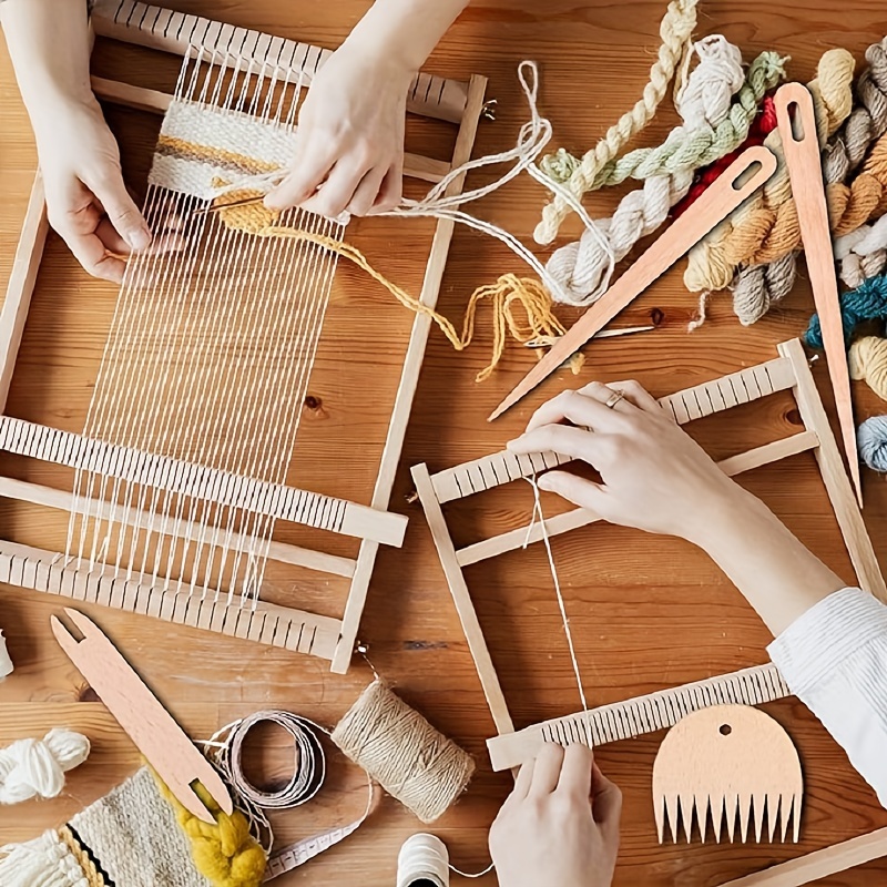 1 Set Weaving Loom Tools Tapestry Handcrafts Tools Wooden Crochet Hooks