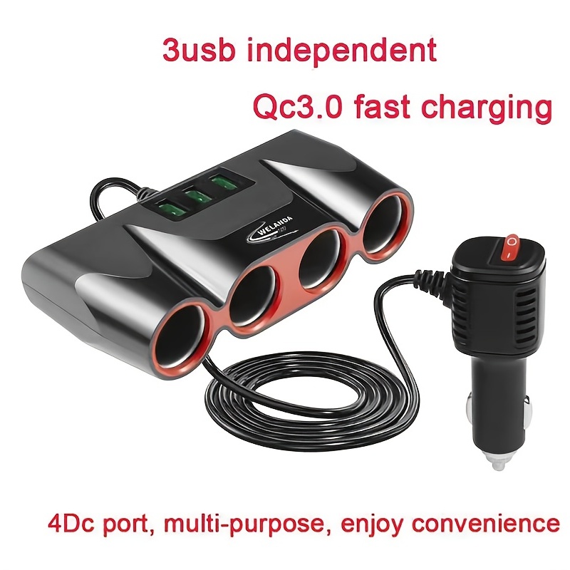 12V Prise allume-cigare de voiture QC3.0 Ports USB adaptateur de chargeur  rapide
