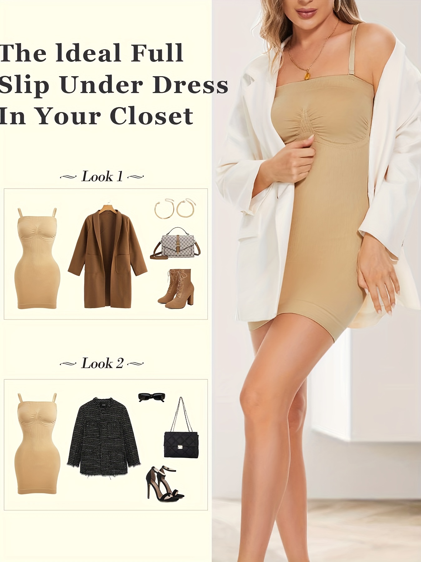 Full Slip Shapewear Women Under Dresses Strapless Body Shaper Tummy Control  Slip