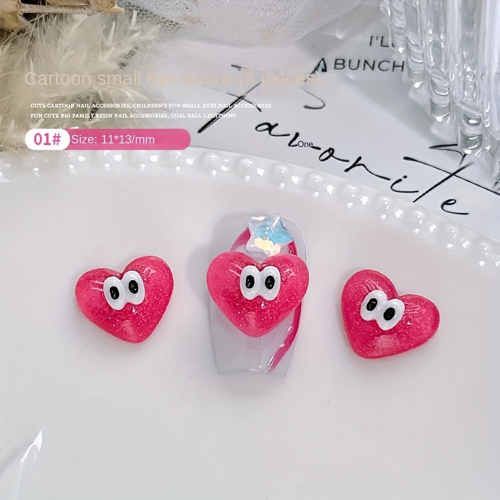 3d Kawaii Nail Art Charms Love Heart Red Lips Polymer Soft - Temu