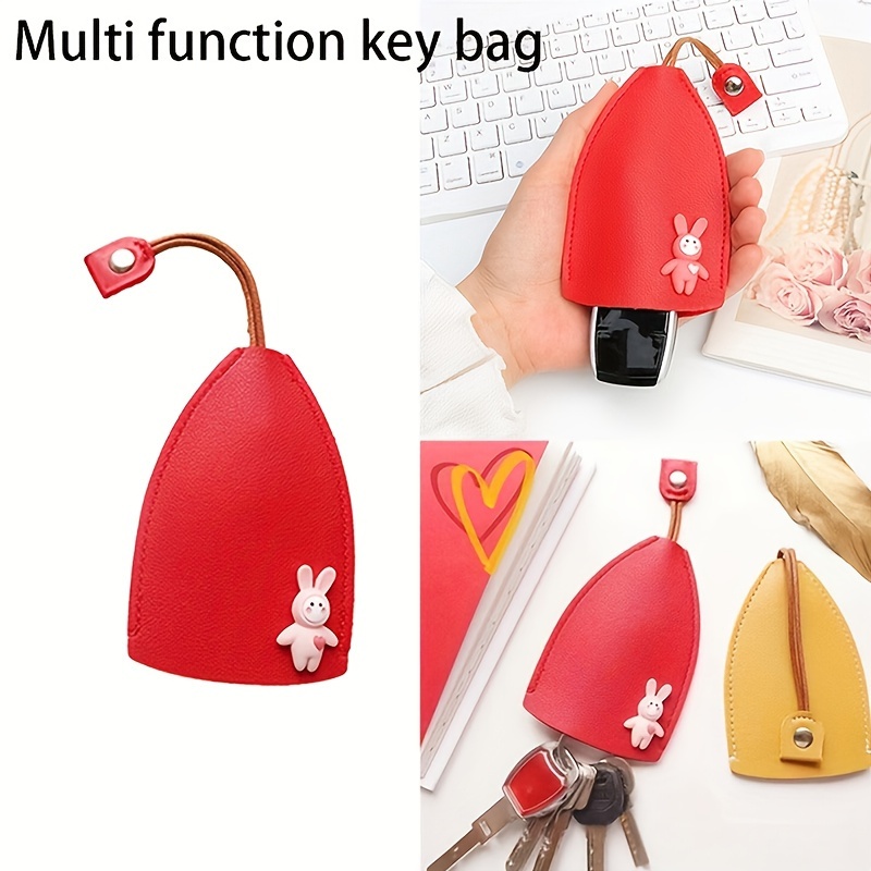 1pc Portable Pull Out Key Case Cute Cartoon Animals Rabbit Key Pouch Car Key Protective Case