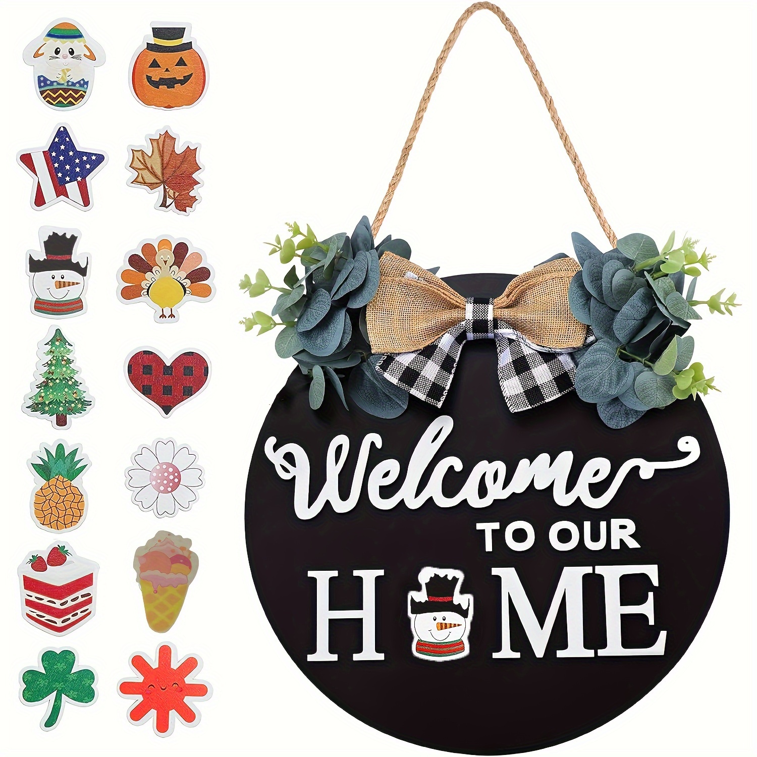 Interchangeable Welcome Sign For Front Sign Door Hanger Wall Decor