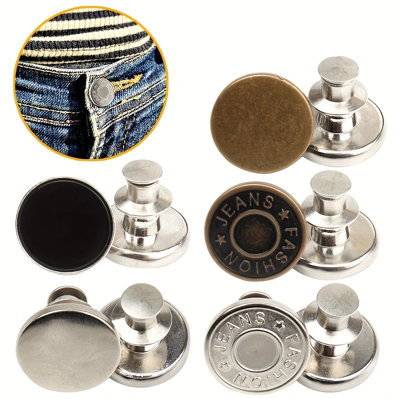 Retractable Instant Jeans Button Pins Replacement Removable No Sew