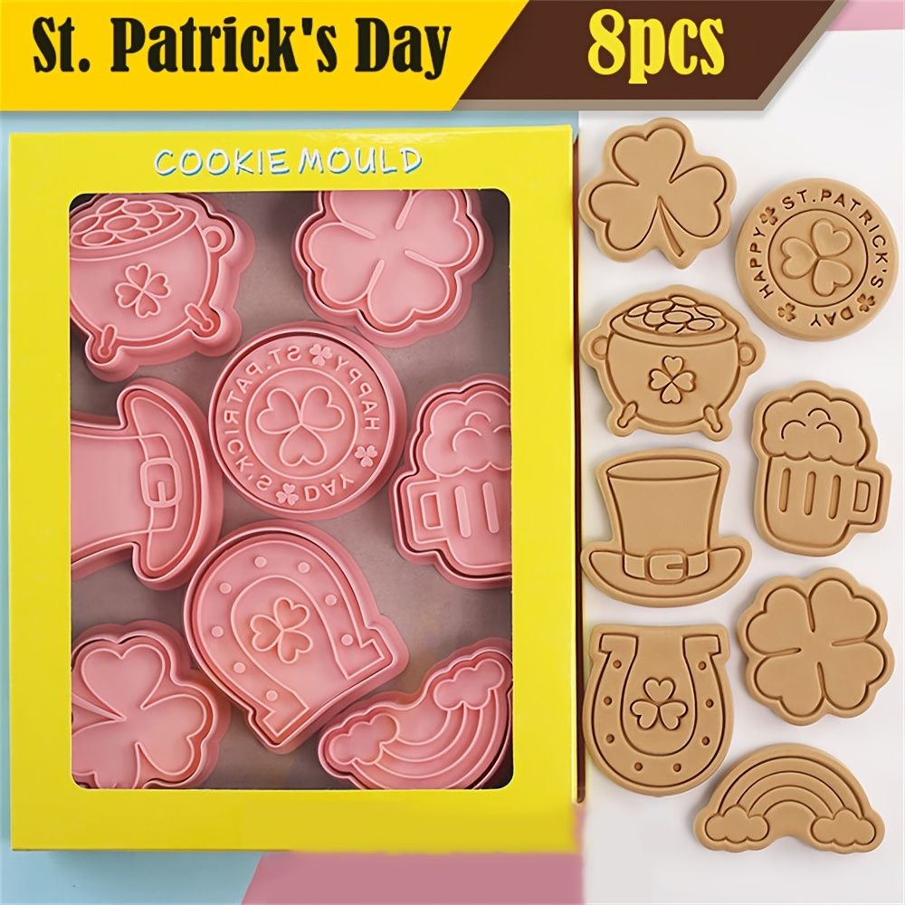 8pcs St Patrick's Day Cookie Cutter Cartoon Shamrock Horseshoe Irish  Fondant Baking Cookie Cutting Tool | Shop Now For Limited-time Deals | Temu