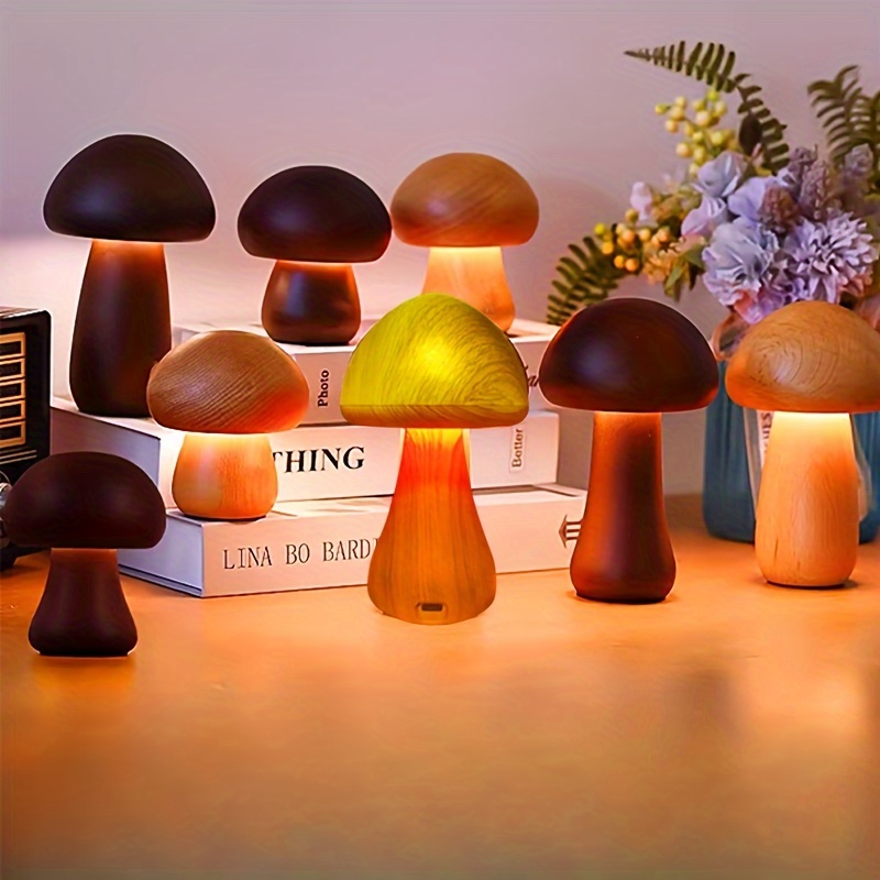 Mushroom Table Lamp 3 Color Adjustable Brightness Cordless - Temu