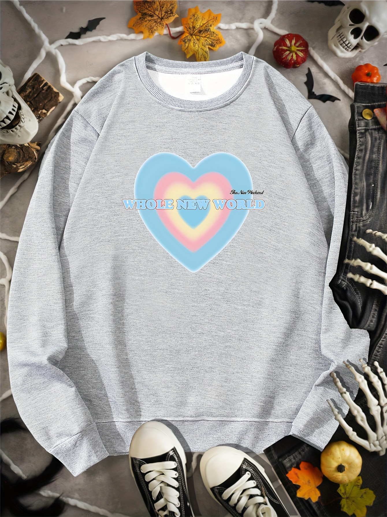 hoodies for women heart printing comfy hoodies bright color long sleeve  sweatshirt