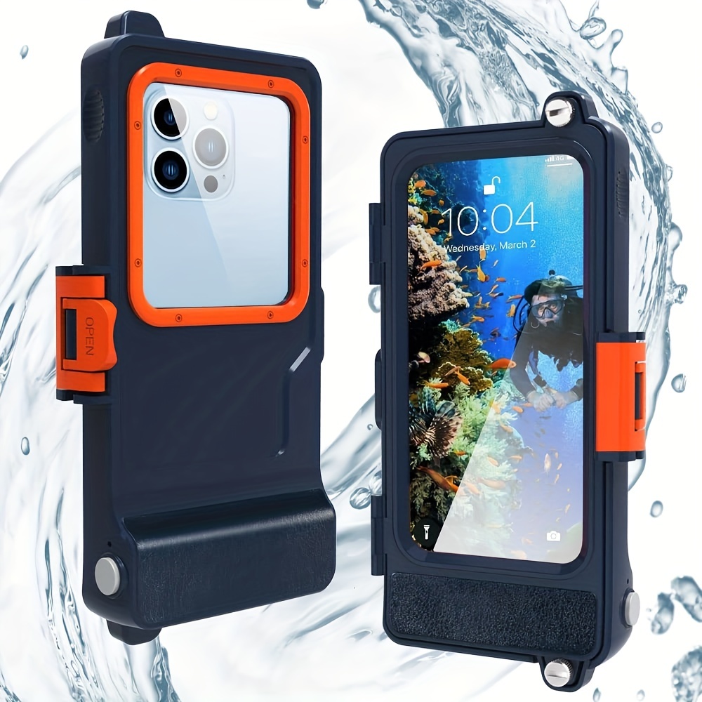 Pochette de téléphone étanche, étui - sac sous-marin avec cordon pour  plongée en apnée pour iPhone 13 12 11 XS XR Samsung S21 S10 - Bleu marine