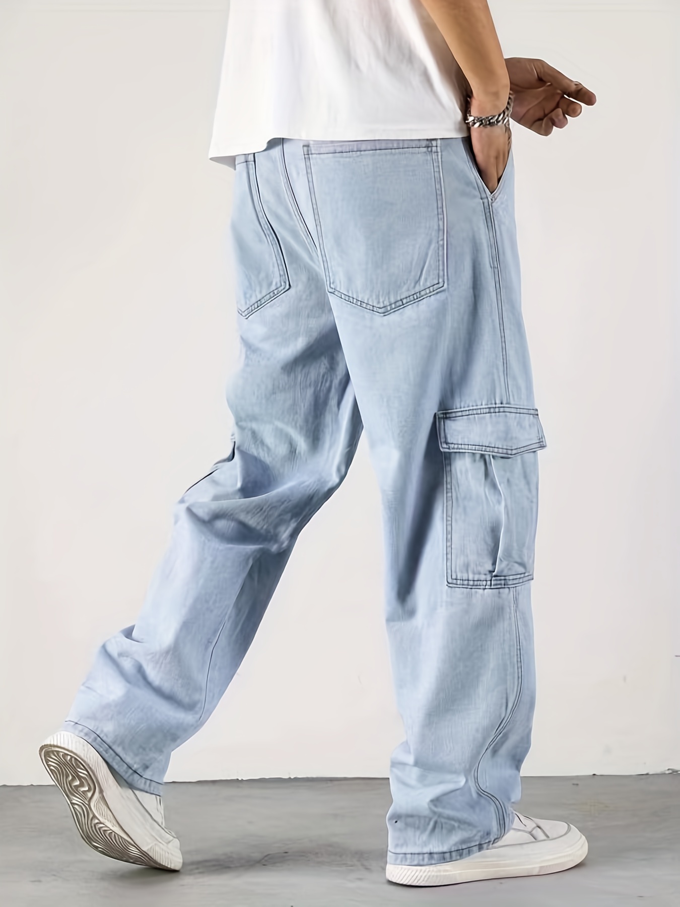  Pantalones cargo para hombre ajustados con bolsillos
