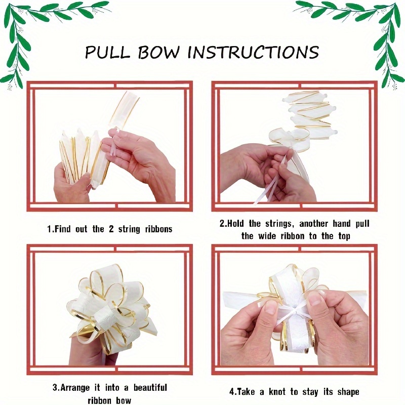 White Pull Bows With Golden Line Wrap Supplies Bow - Temu