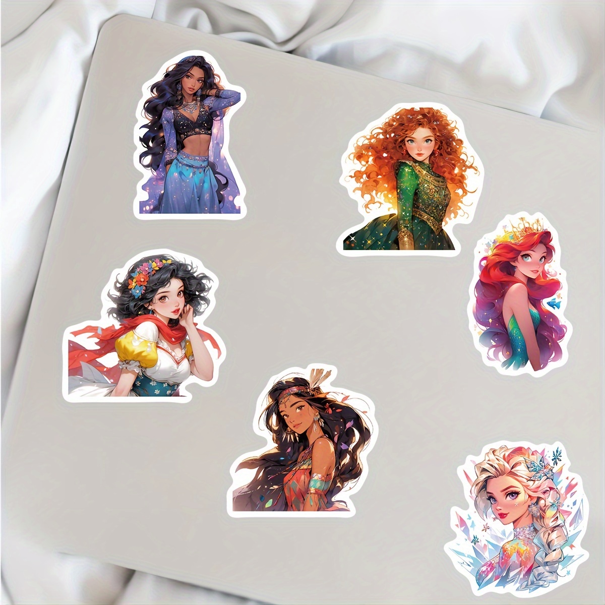 100pcs Disney Stickers, Cartoon Princess Stickers for Laptop, Notebooks, Luggage, Water Bottles. Vinyl Waterproof Cute Stickers Pack for Kids Teens