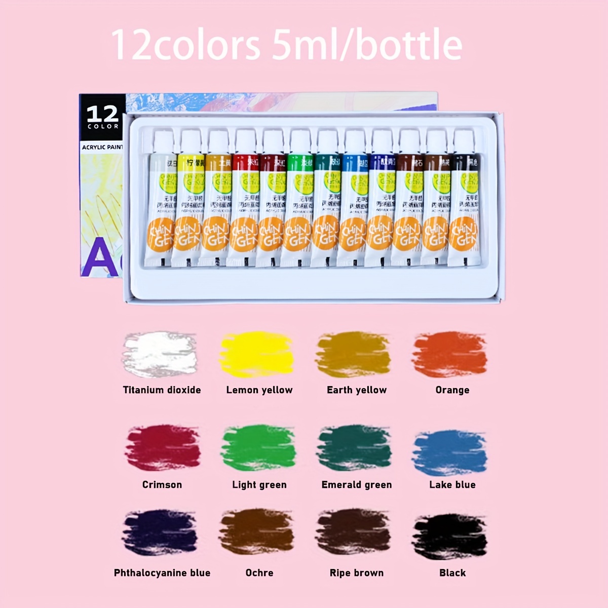 2 Pack Acrylic Paint Set 12 Colors,20 Paint Brushes,24 Paints for