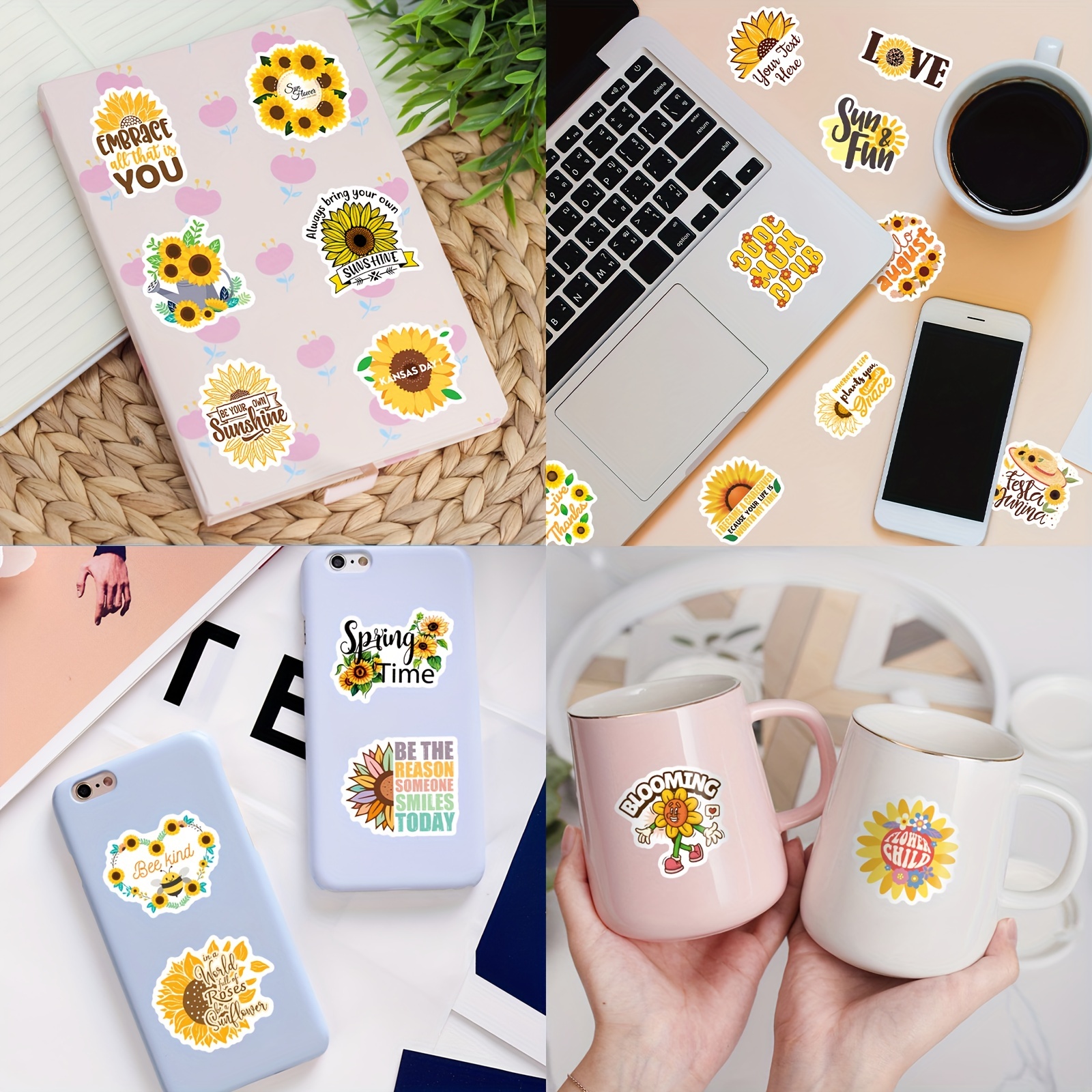 Inspirational Word Stickers English Slogan Colorful Flowers - Temu