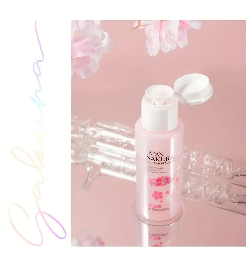 sakura makeup remover water plant extracts cleansing water 100ml 3 38oz face eye lip cleansing liquid refreshing cosmetic details 12