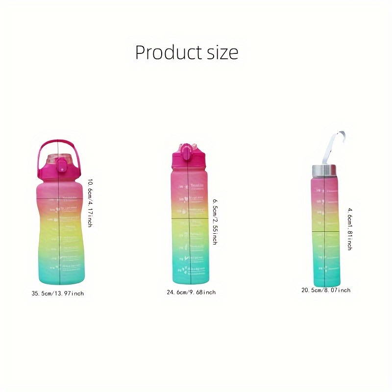 3PCS/set Sports Water Bottle With Straw Men Women Fitness Water