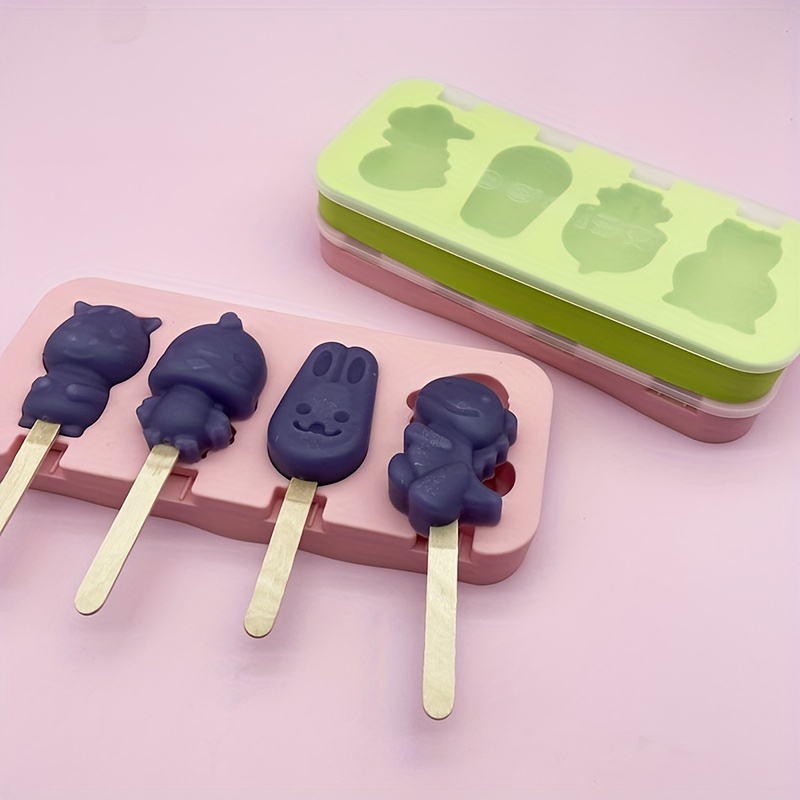 1pc Silicone Popsicle Mold, Pink Silicone Cute Ice Mold For DIY