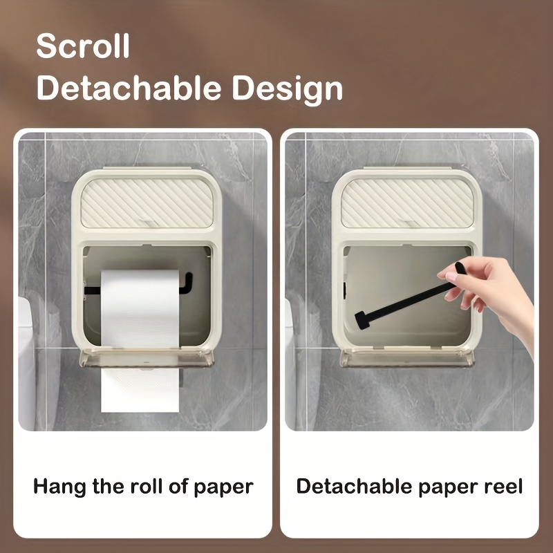 Wall Mounted Tissue Holder, Waterproof Toilet Storage C