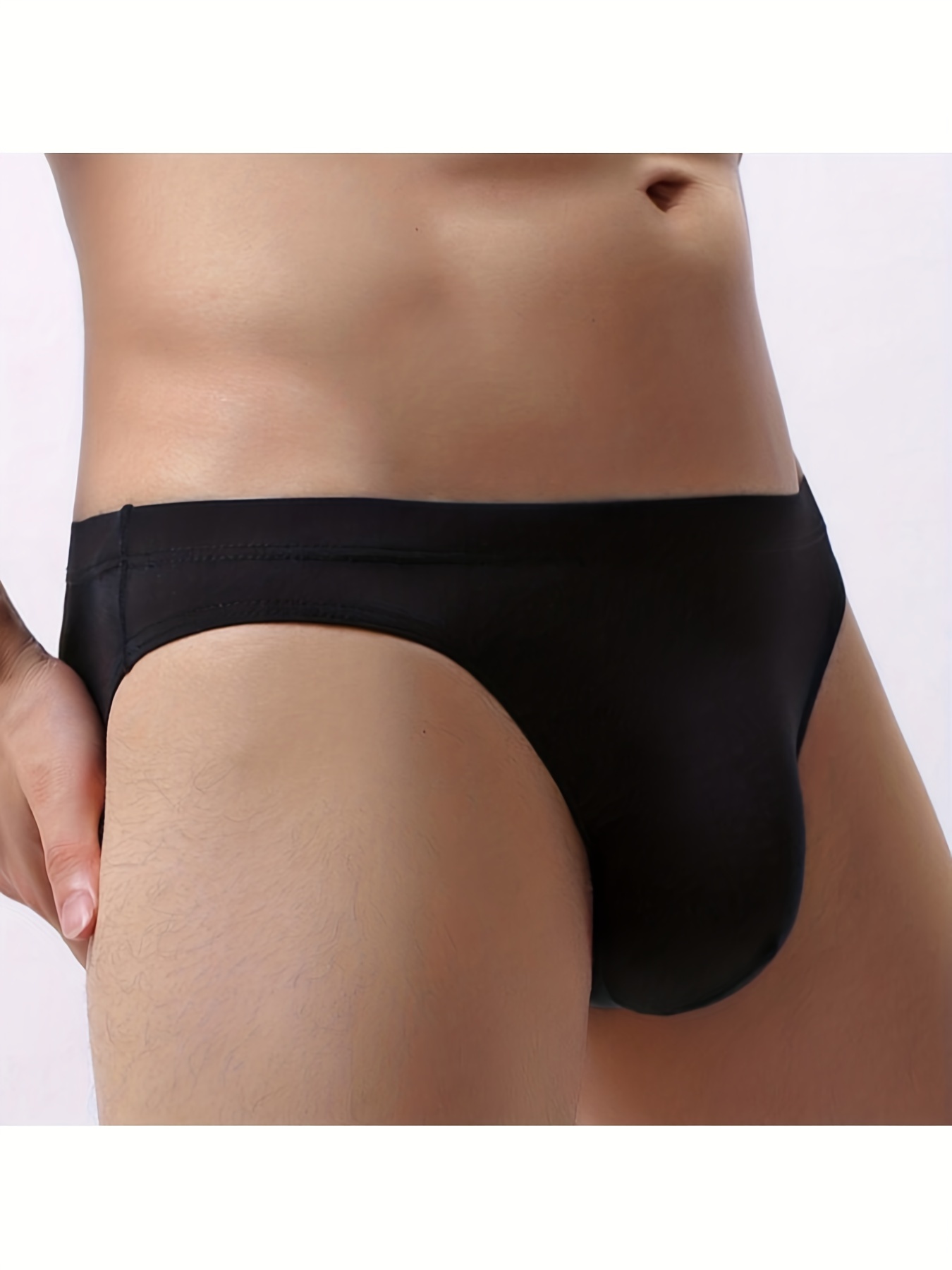 Sexy Ice Silk Thong Ultra Low-Rise Panties Women Seamless Thongs Lingerie  Sheer