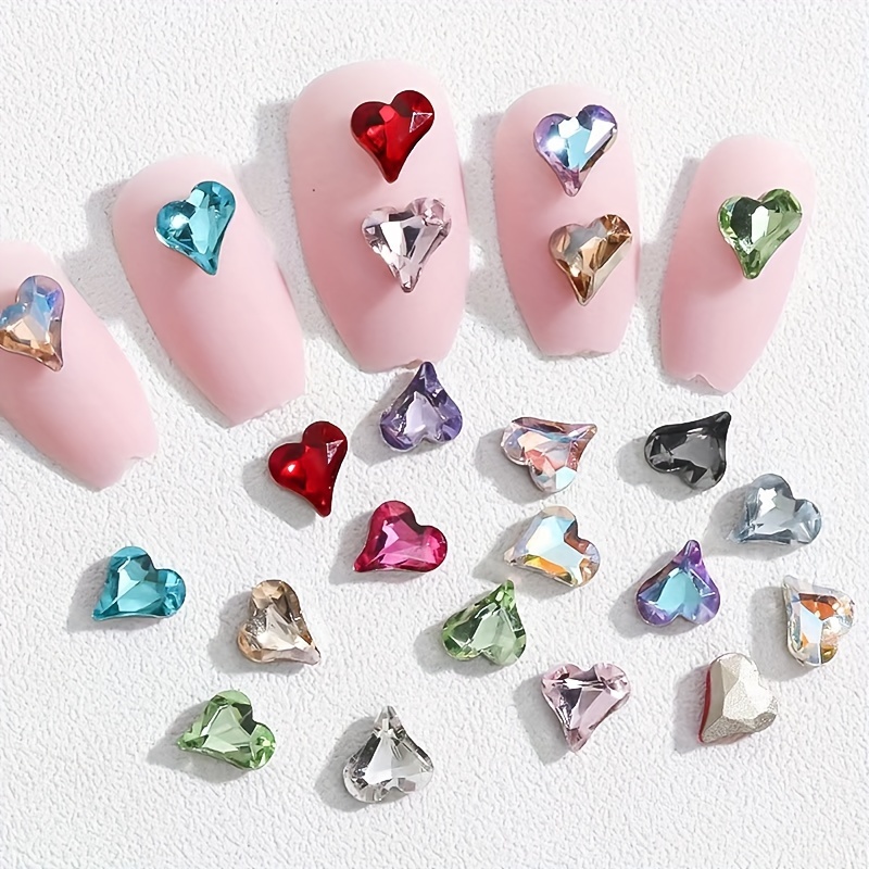 3d Crooked Peach Heart Nail Rhinestones,special-shaped Peach Heart