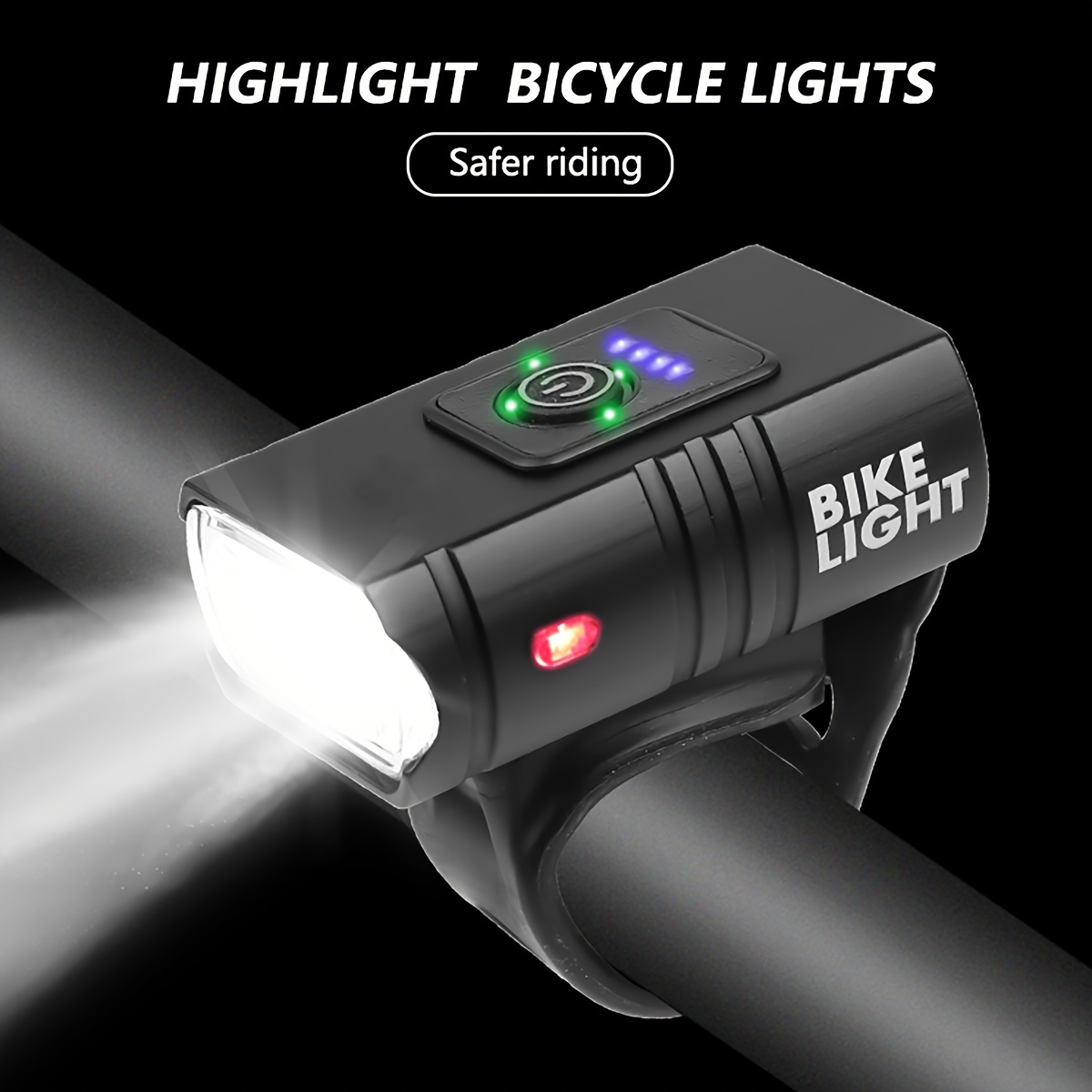 Juego de luces recargables para bicicleta, luces LED delanteras y traseras,  4 opciones de modo de luz, faro de bicicleta, impermeable IPX4, fácil de