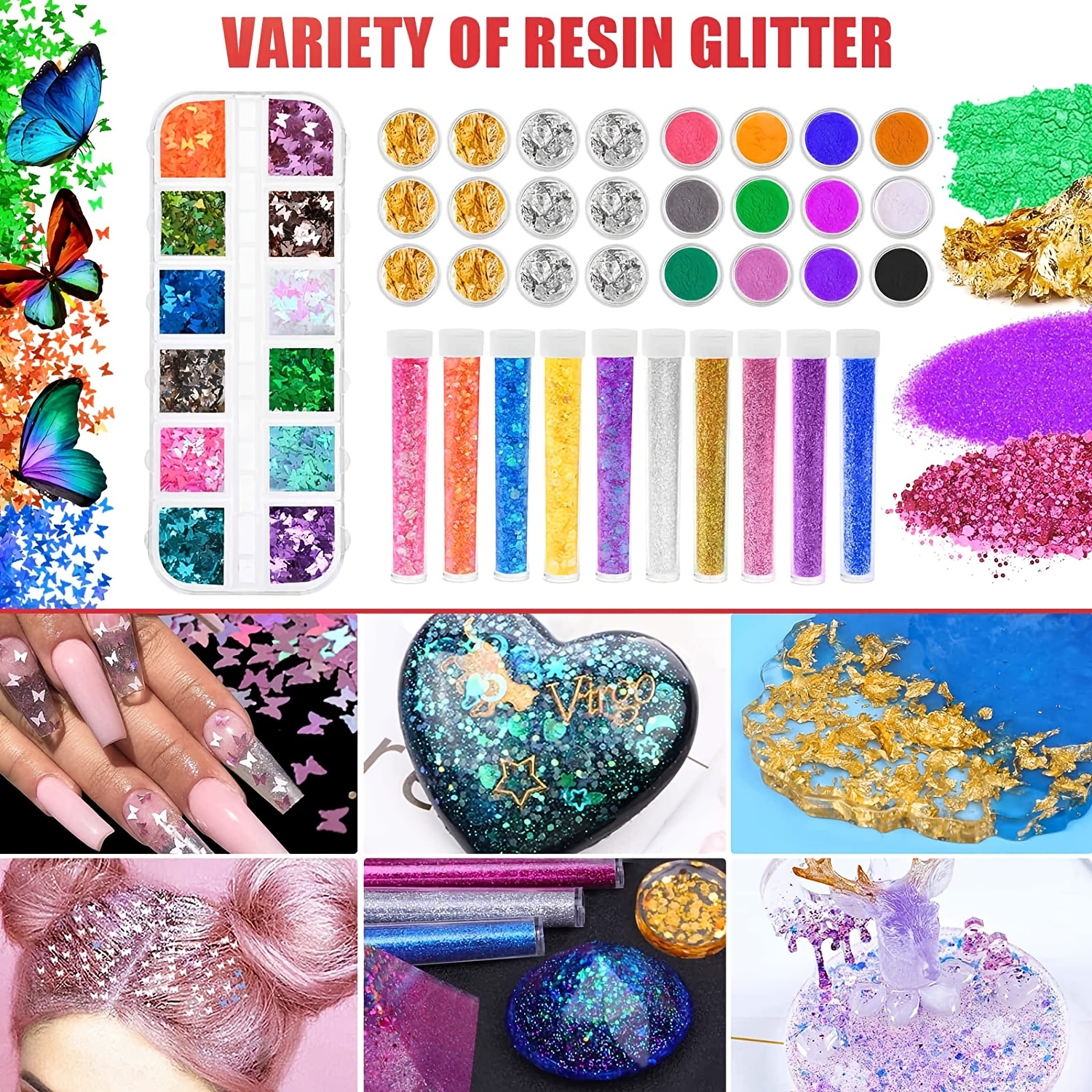 Crystal Epoxy Resin Accessory Set Glitter Mica Powder Gear - Temu