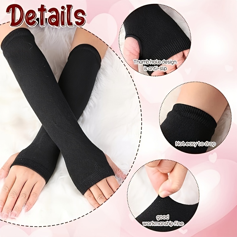 Y2K Winter Fingerless Gloves, Hip-Hop Streetwear Warm Elastic Knitting Arm Warmer for Women,Temu