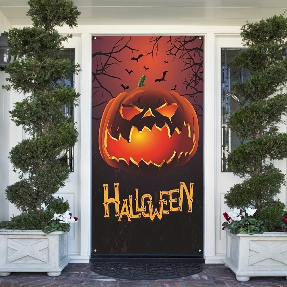 Halloween Door Decorations Hocus Pocus Door Cover Large Fabric Trick Or  Treat Banners Sign For Front Door Halloween Party Decor