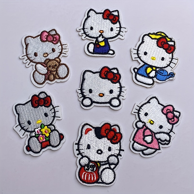 

7pcs Cute Hello Kitty Pattern Patches Embroidery Cloth Patches For Diy Clothing Backpack Bag Accessories