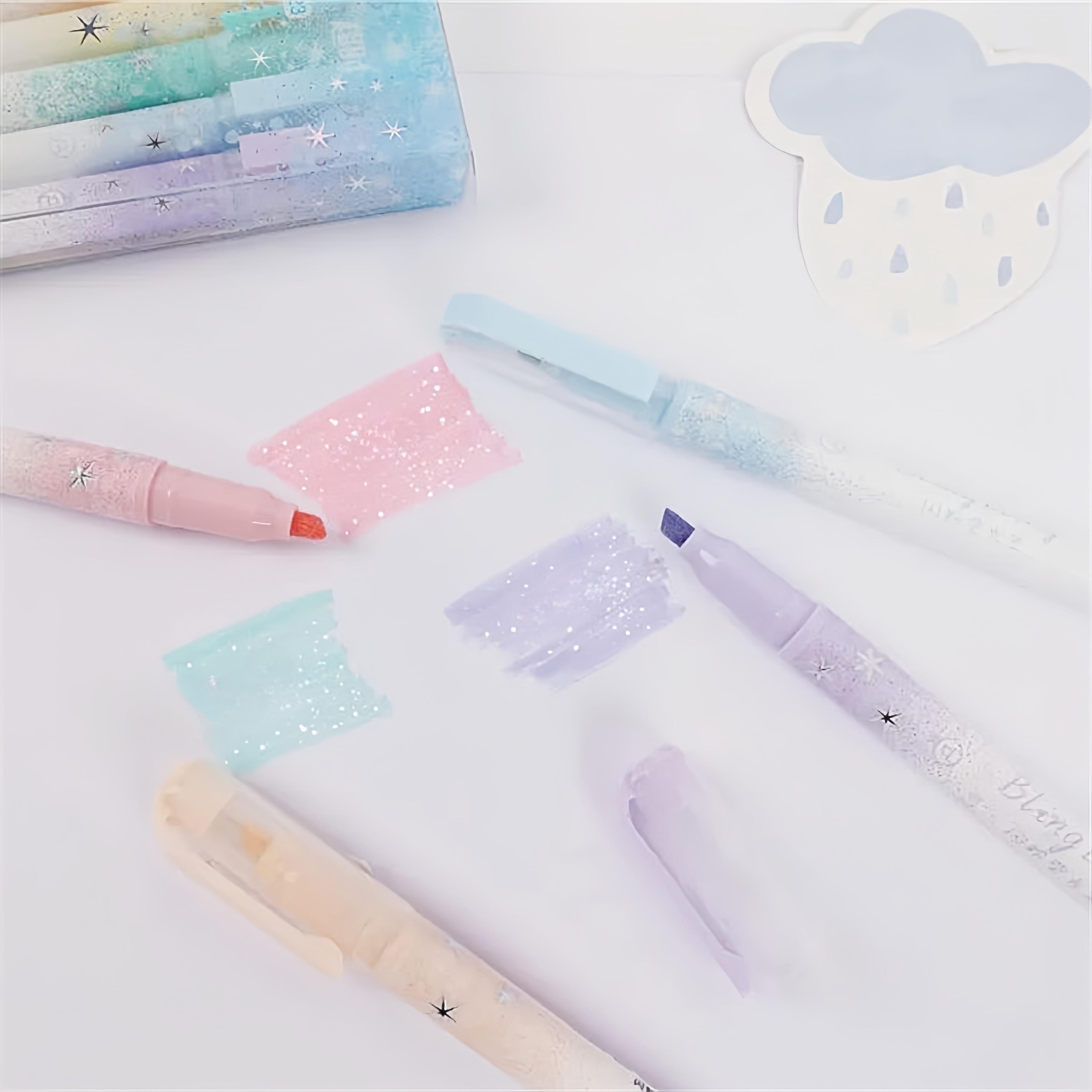 Glitter Highlighters Color Pens Macaron Color Glitter Pen - Temu