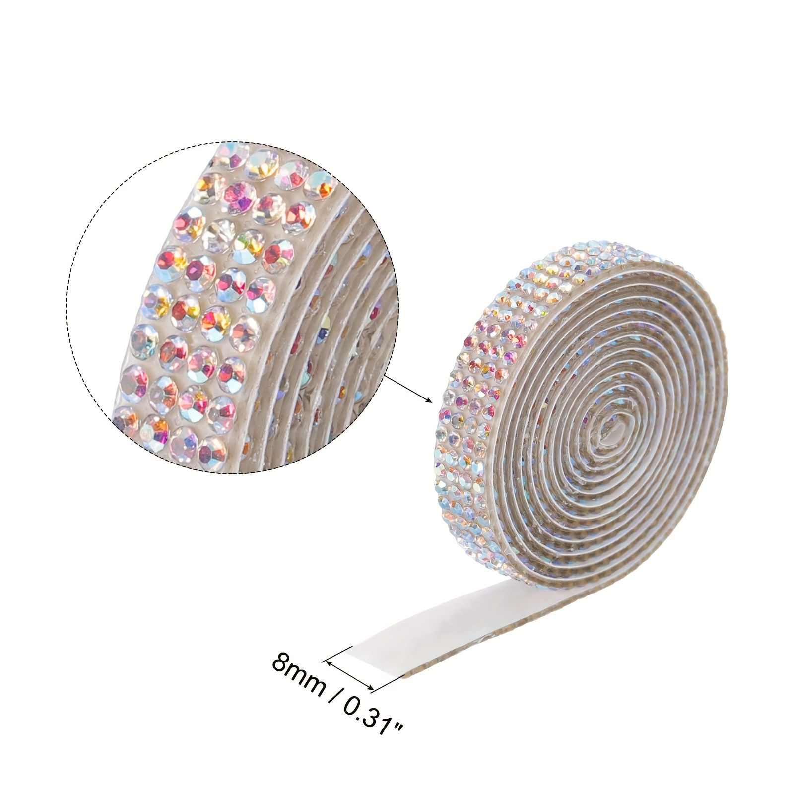 10 Rouleaux Ruban Strass Auto-Adhésif 4 Rangées – Cristal Pailleté Coloré 1 Yard, Pour Décoration Téléphone, Voiture, Bricolage