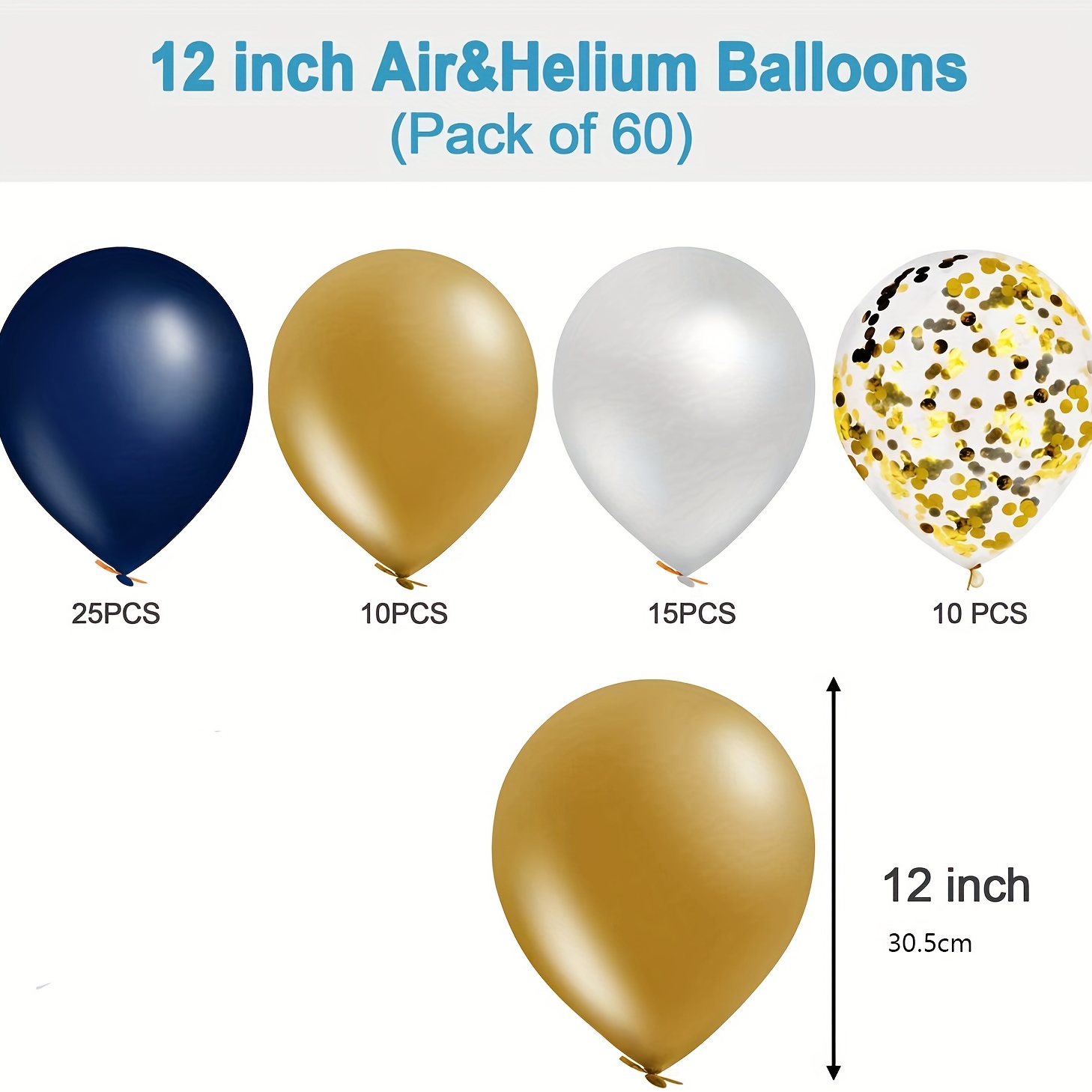 60 Pezzi Palloncini A Confetti Blu Navy E Dorati (12) - Temu Italy