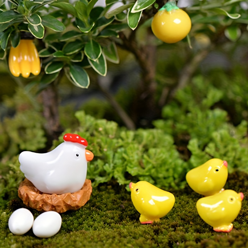 Heiheiup Miniature Retro Wooden Chicken Coop Mini Family Chicken Hen Chick  Egg Chicken Nest Ornament Micro Landscapes Fairy Garden Decor Kids Arts And