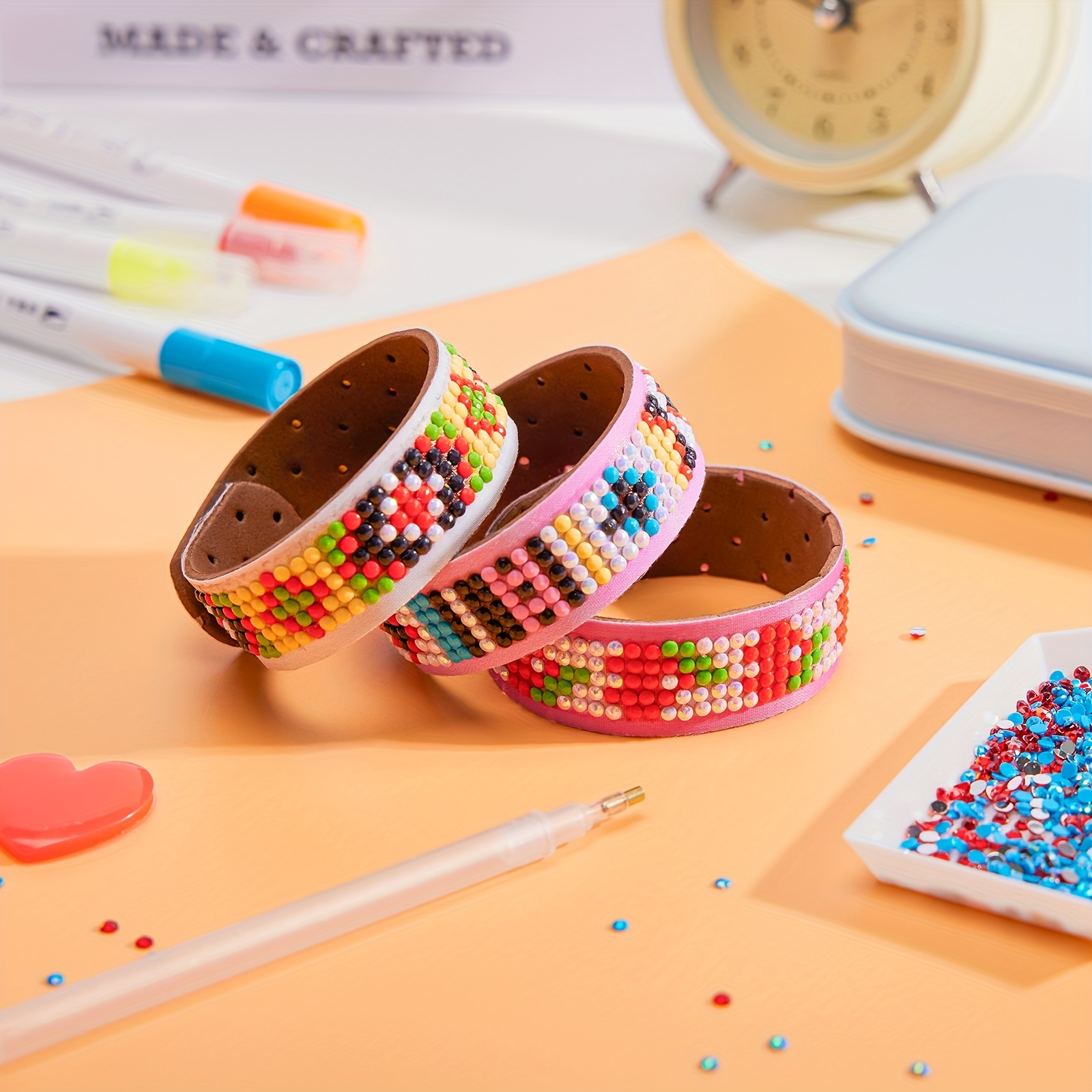 3pcs Diy Diamond Painting Bracelet Kit For Adults And Kids, Handmade Art  Craft, Festival Gift