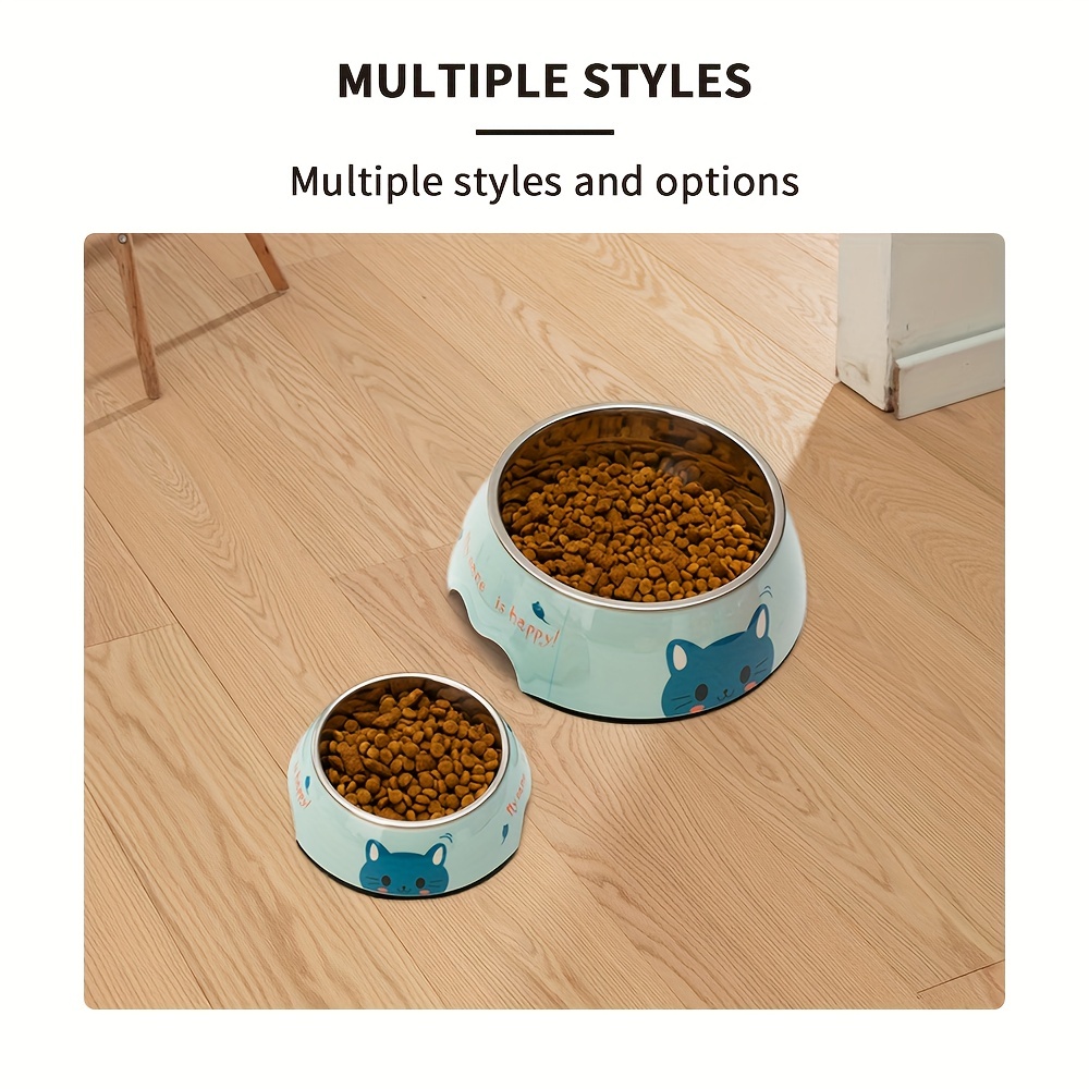 Cartoon Dog Print Dog Bowl Stainless Steel Dog Food And - Temu