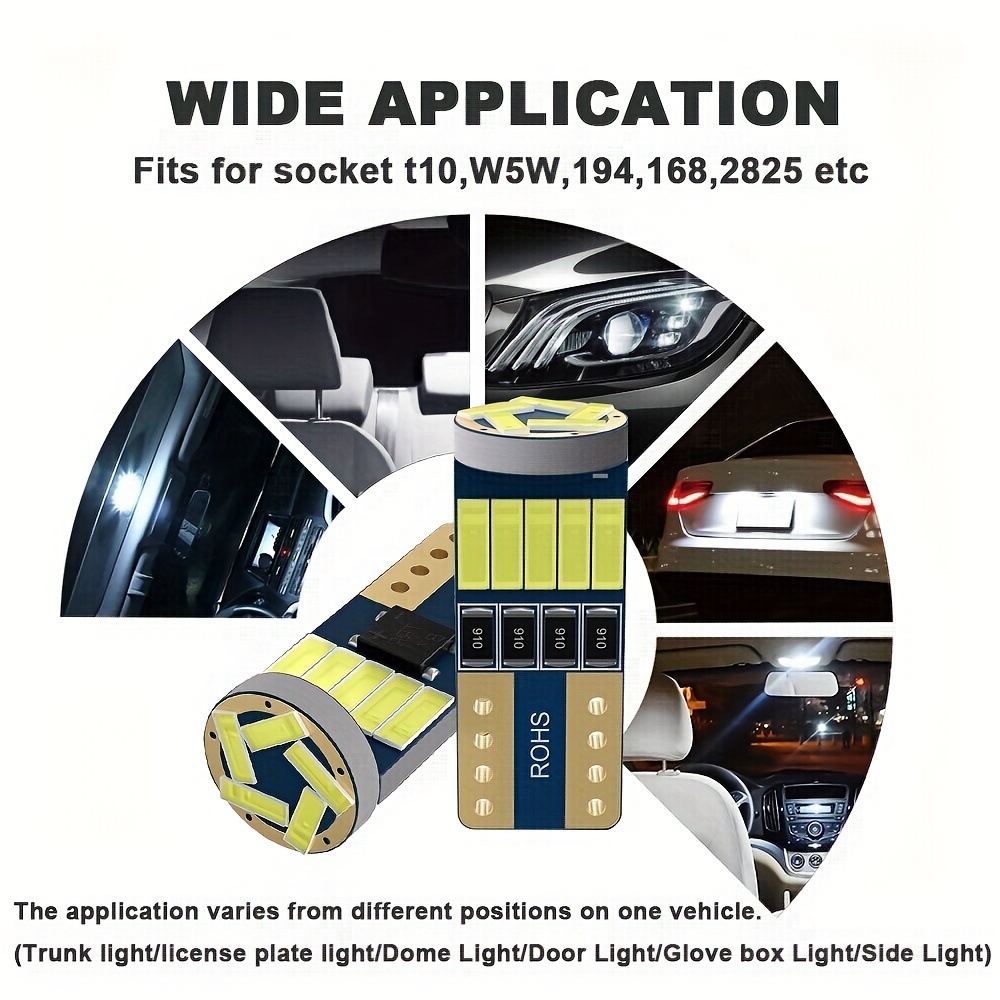 T10 Waterproof W 501 Car Wedge Side Light Bulb 6smd 5050 Rgb - Temu