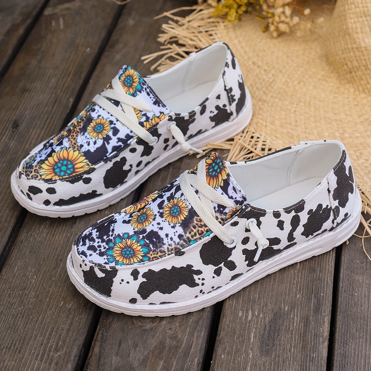 Cow on sale print loafers