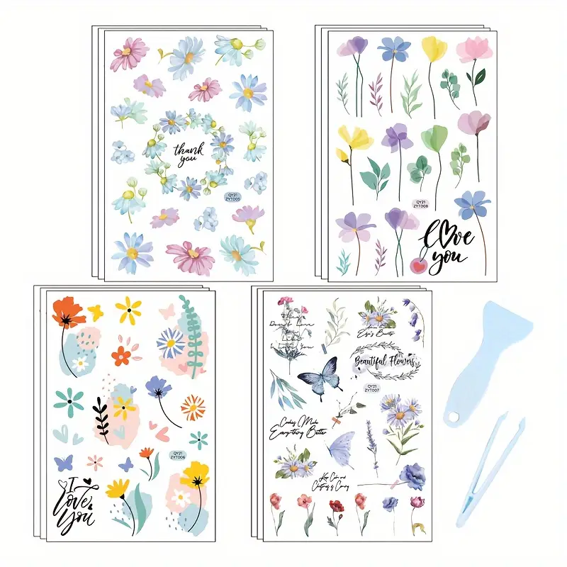 Thank You Floral | Silver Foil Transfer Stickers * Thank You Floral | Silver Foil Transfer Stickers *