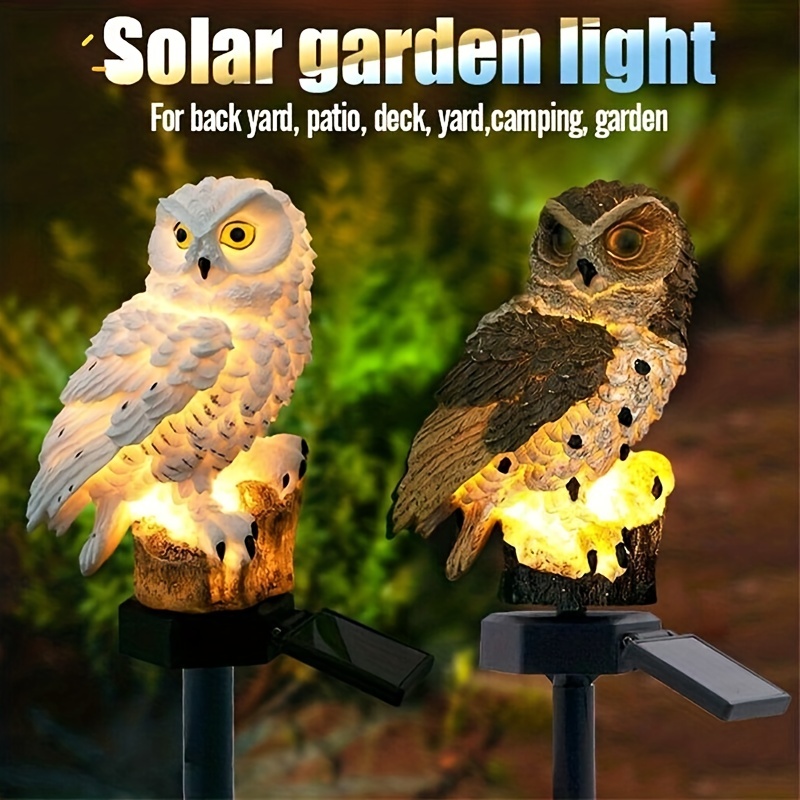 HI Lampe de jardin à LED solaire en forme de chouette Blanc - La Poste