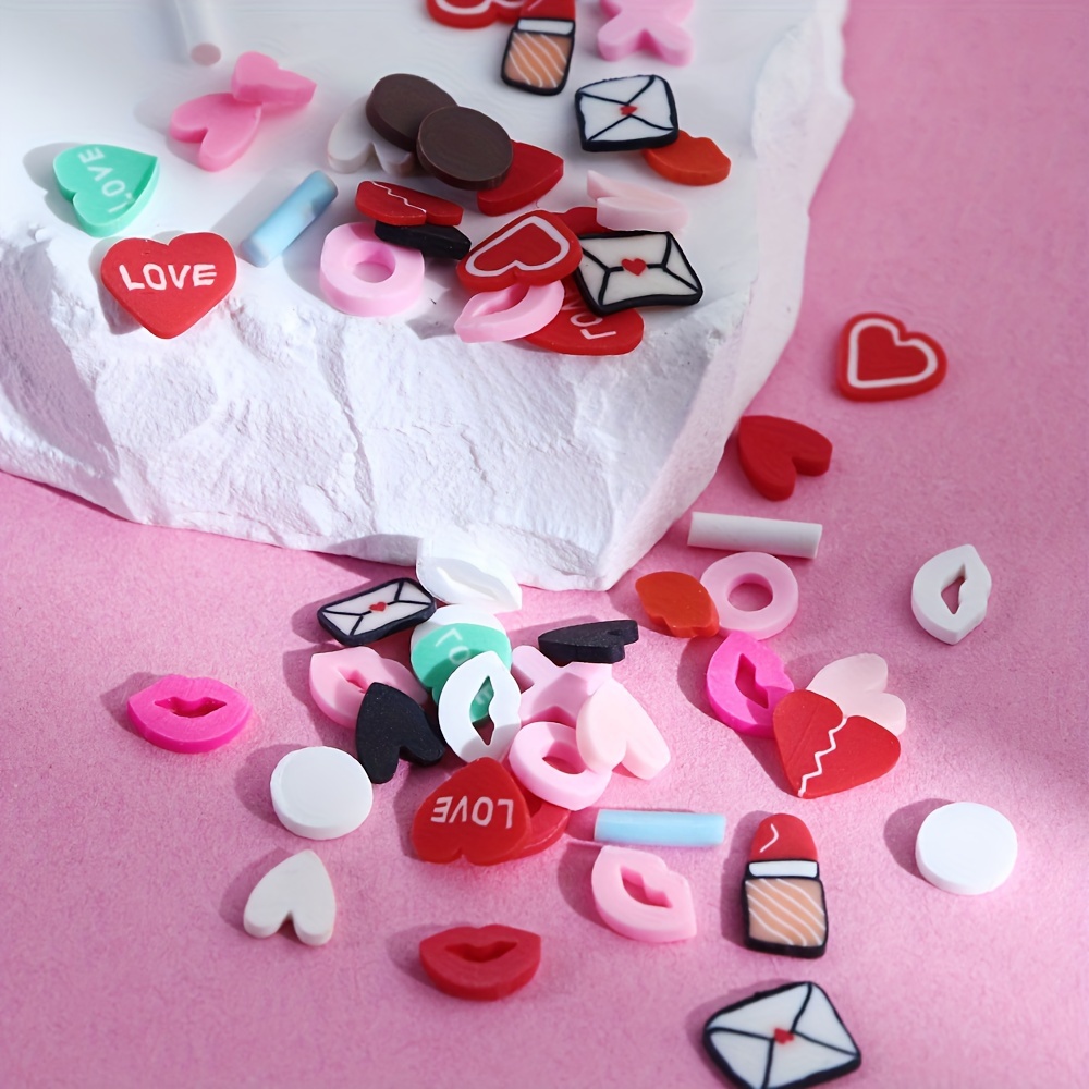 Heart Letter Nail Art valentine Slime Charms Fimo - Temu