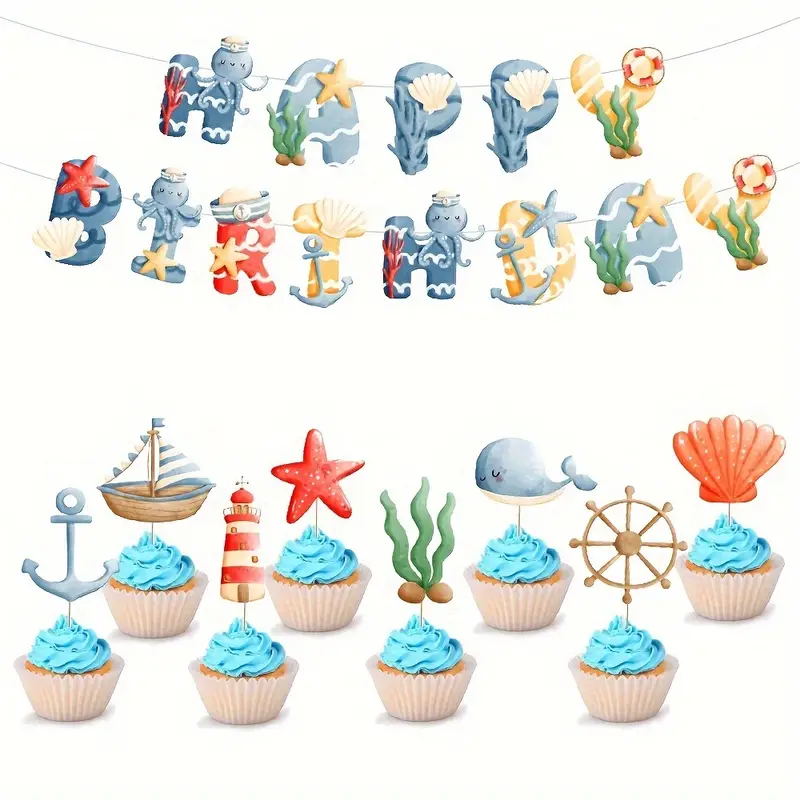 Underwater Themed Birthday Party Decorations Including Flags - Temu Canada