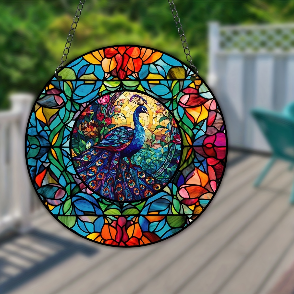 Peacock Art Glass Suncatcher fall Stained Window Hanging - Temu