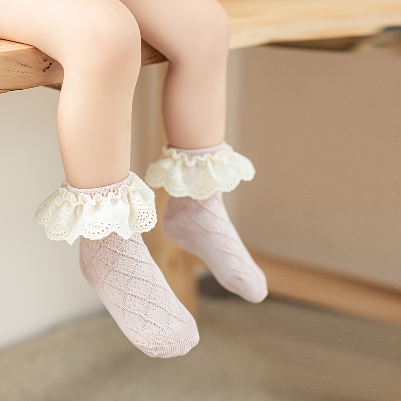 Baby Girls Ruffle Lace Dance Socks