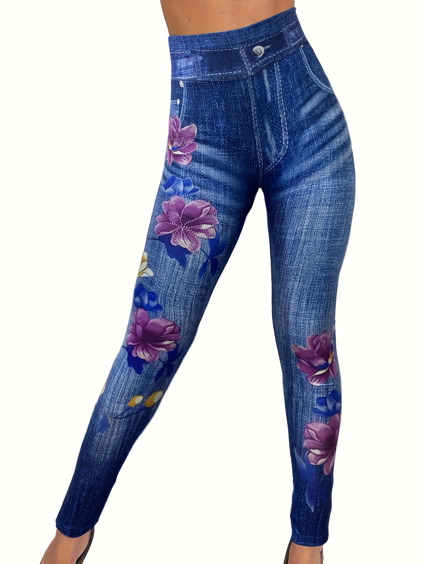 Womens Butterfly Flag Love Print Skinny Slim Fit Sports Trousers