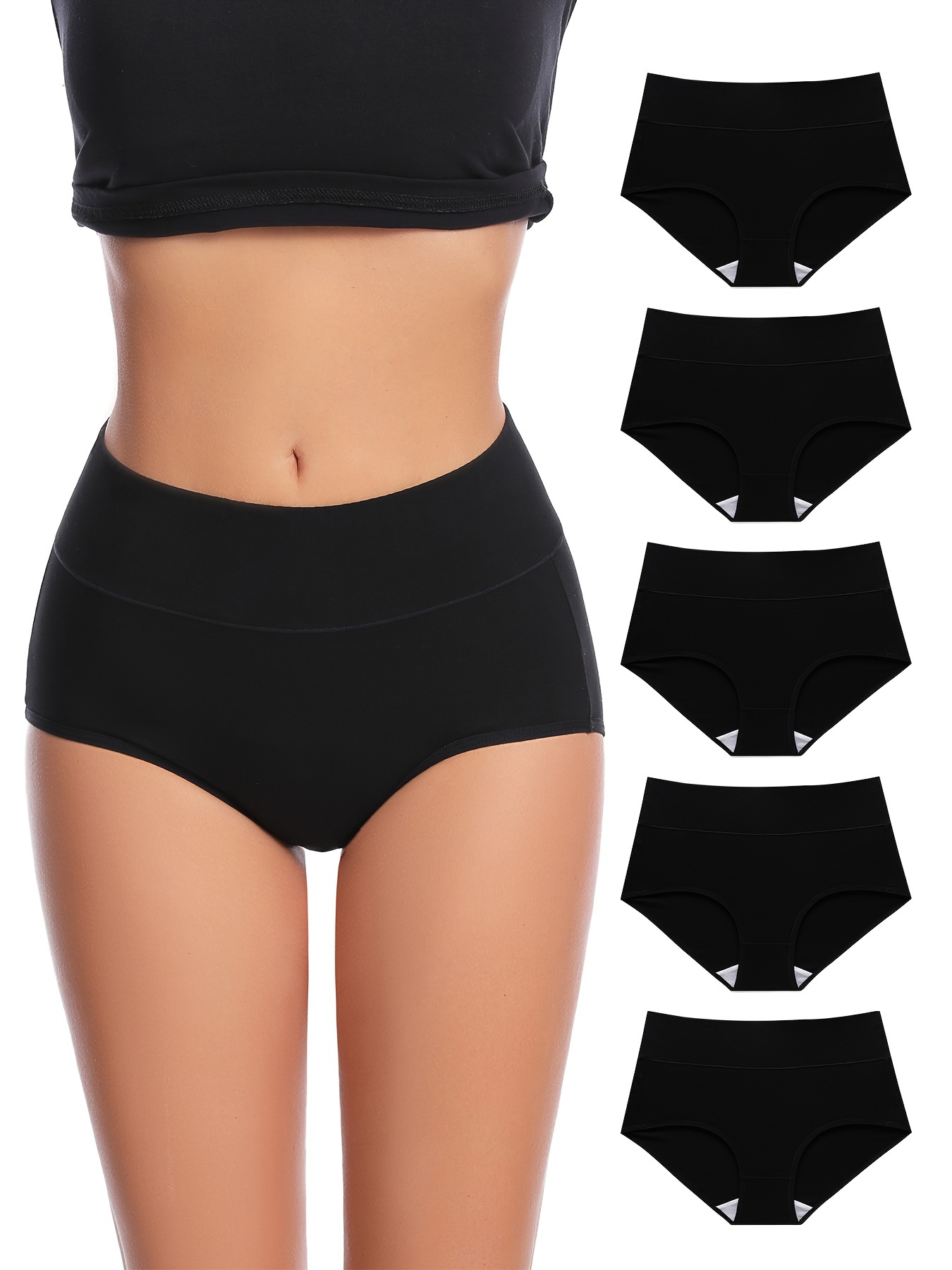5 Pack Plus Size Seamless Anti Chafing Briefs Set