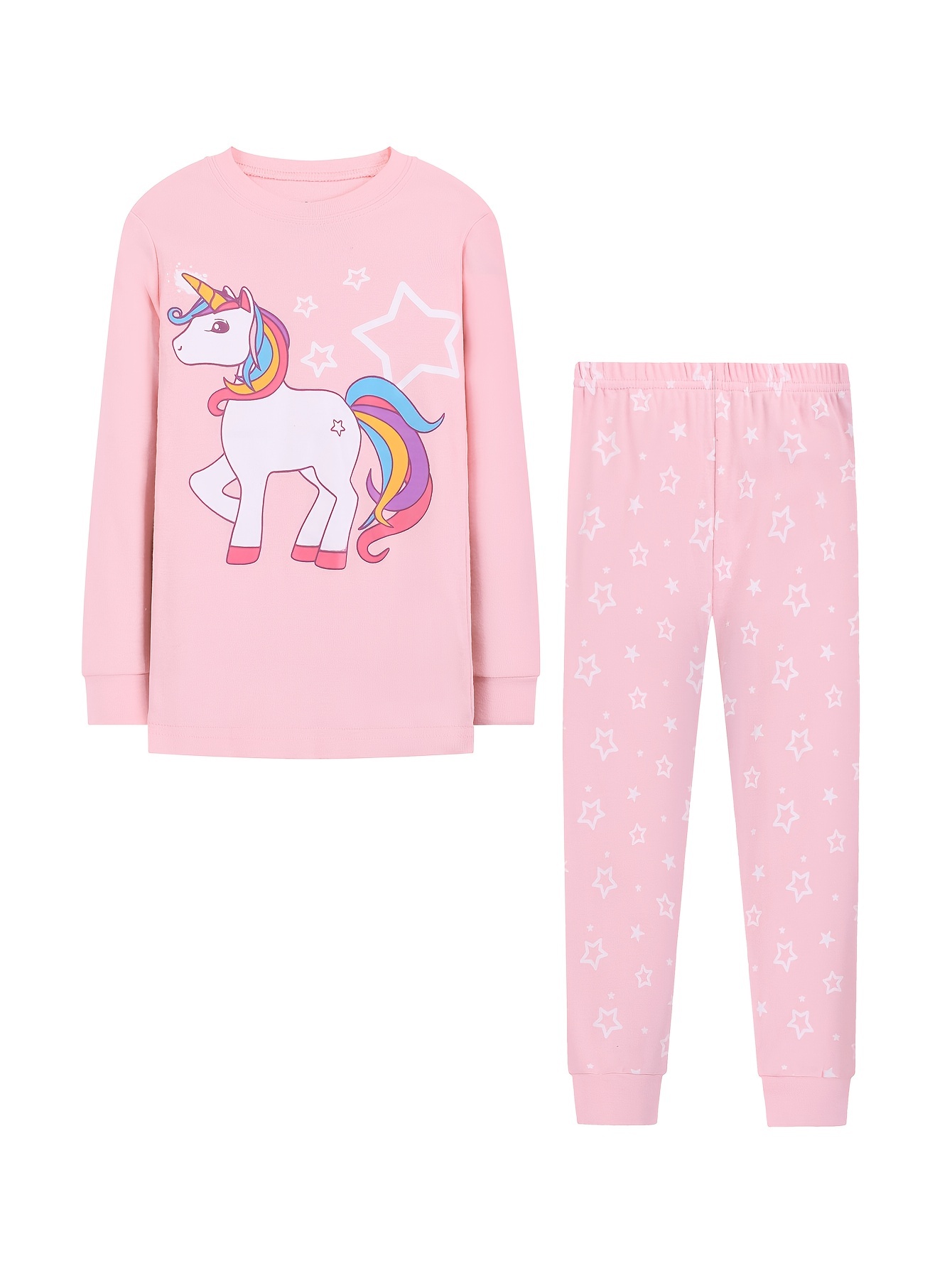 Pijamas Niños Patrón Unicornio 2 Piezas Conjunto Pantalones - Temu